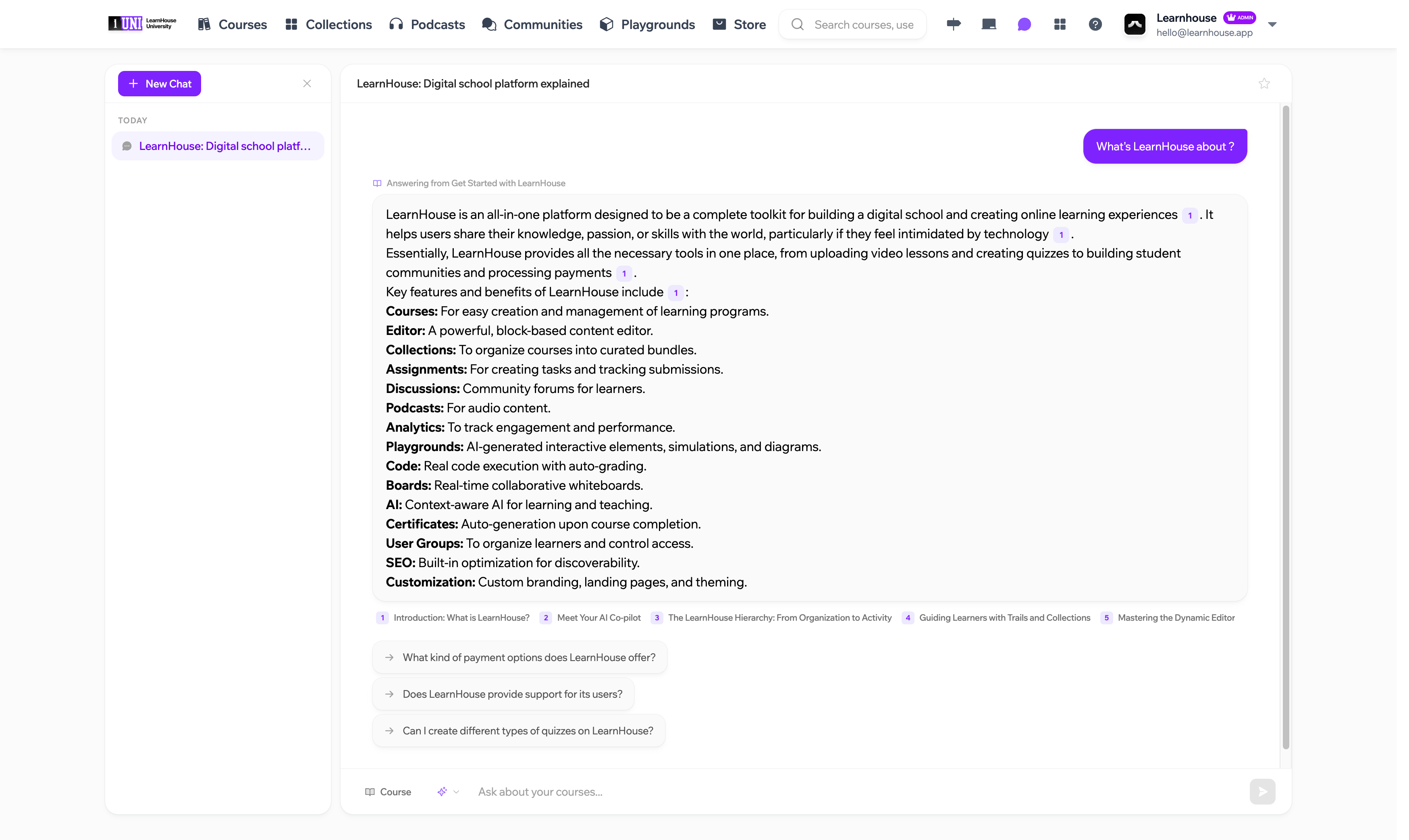 LearnHouse AI assistant