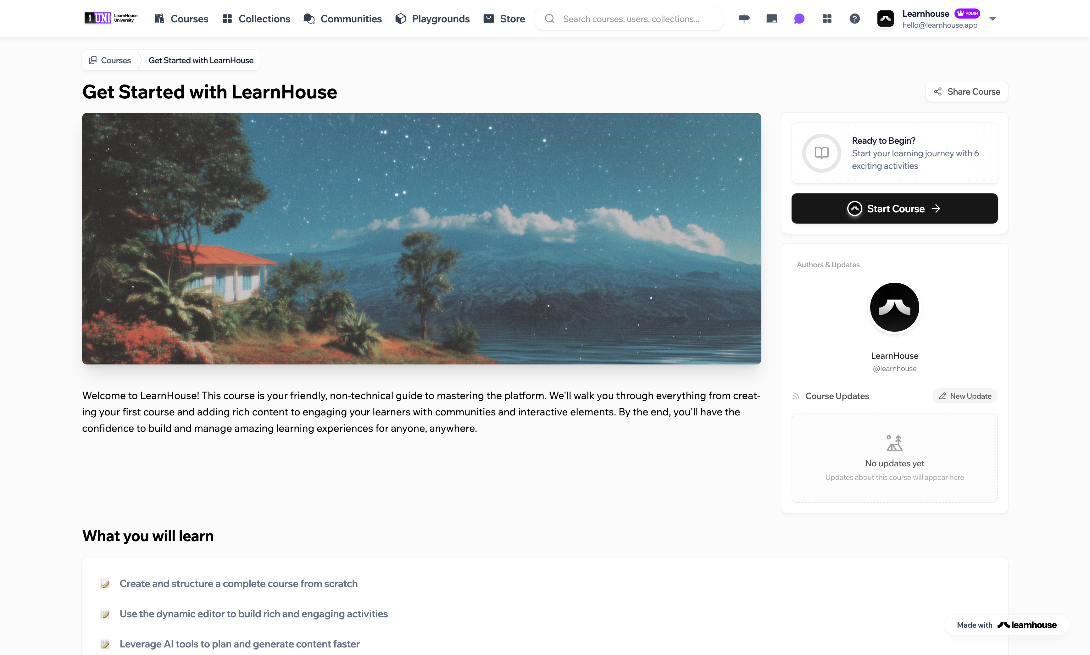 LearnHouse course page